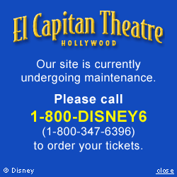 Our site is currently undergoing maintenance. Please call 1-800-DISNEY6 (1-800-347-6396) to order your tickets.