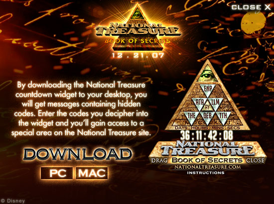 national treasure desktop countdown widgetwiget