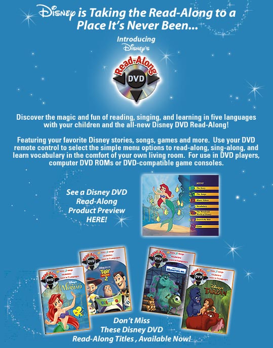 Disney is taking the read-along to a place it's never been before.  Introducing Disney's Read-Along DVD