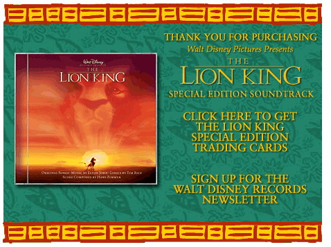 Thank you for purchasing The Lion King Special Edition Soundtrack
